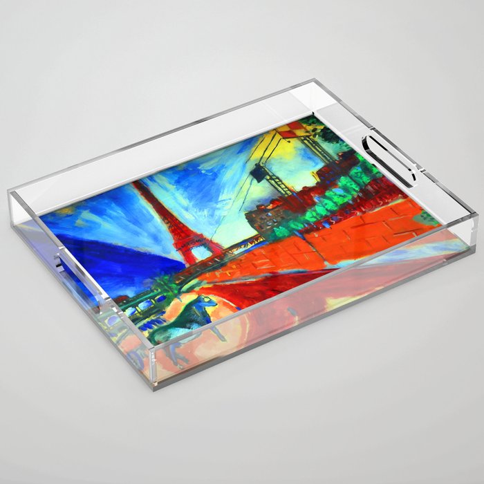 Marc Chagall Pont de Passy and the Eiffel Tower Acrylic Tray Gallery Image 1