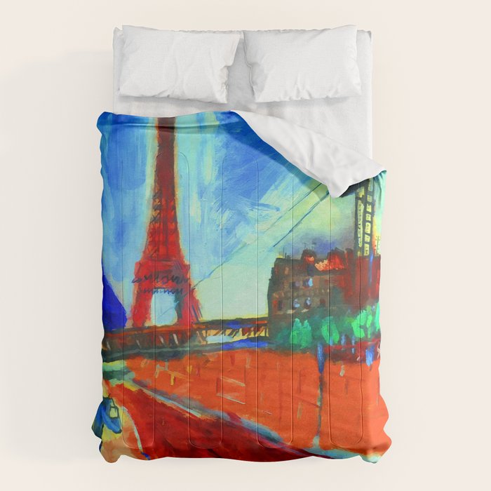 Marc Chagall Pont de Passy and the Eiffel Tower Comforter Gallery Image 6