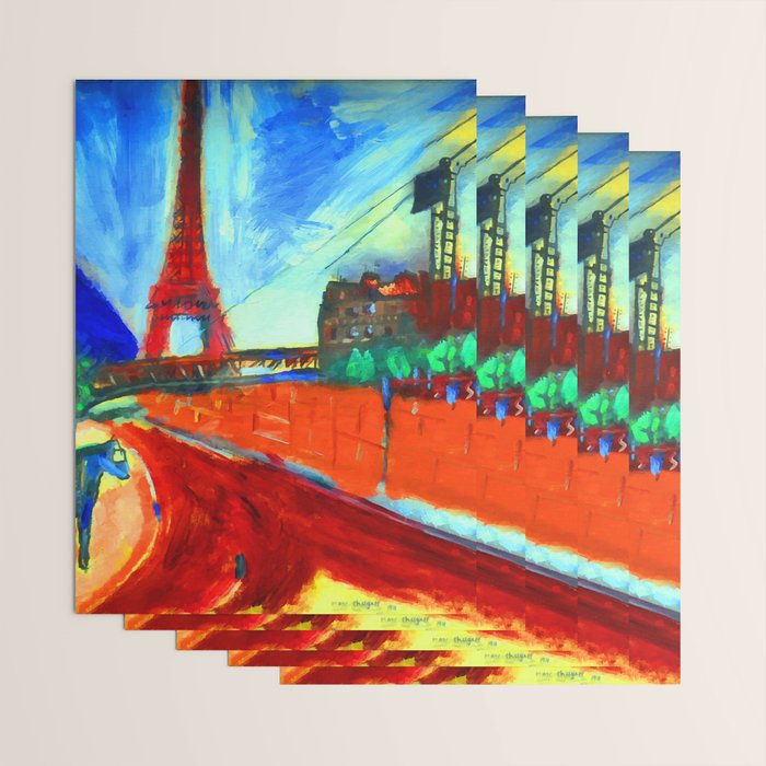 Marc Chagall Pont de Passy and the Eiffel Tower Wrapping Paper Gallery Image 3