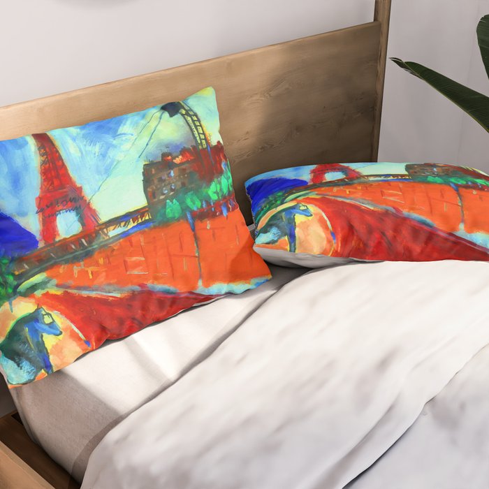 Marc Chagall Pont de Passy and the Eiffel Tower Pillow Sham Gallery Image 2