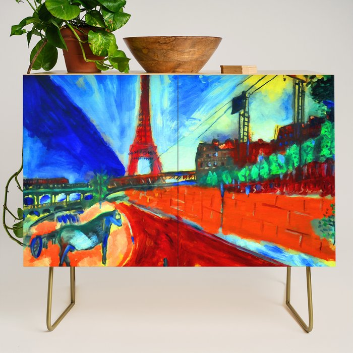 Marc Chagall Pont de Passy and the Eiffel Tower Credenza Gallery Image 1