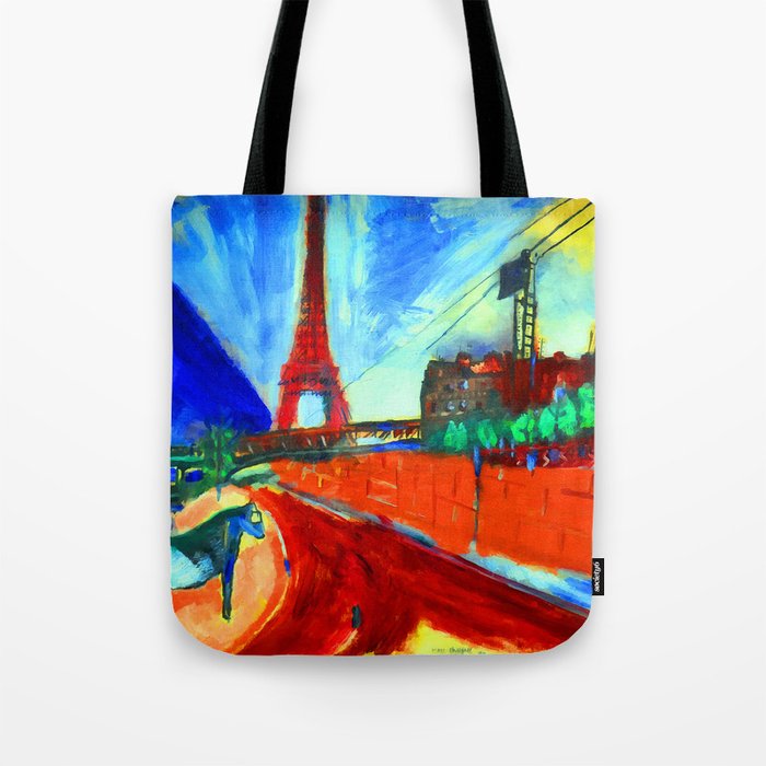Marc Chagall Pont de Passy and the Eiffel Tower Tote Bag Gallery Image 1