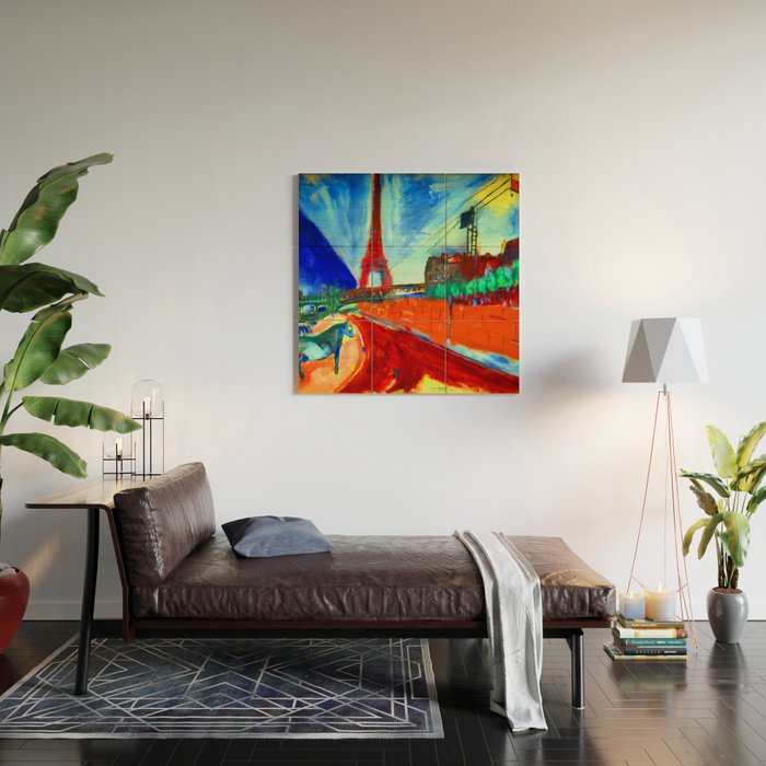 Marc Chagall Pont de Passy and the Eiffel Tower Wood Wall Art Gallery Image 2