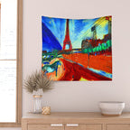 Marc Chagall Pont de Passy and the Eiffel Tower Wall Tapestry Gallery Image 2