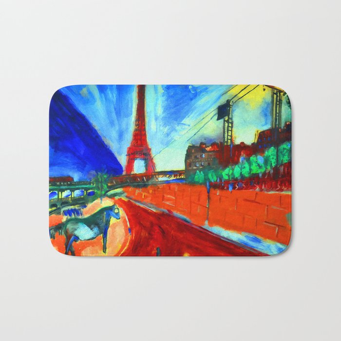 Marc Chagall Pont de Passy and the Eiffel Tower Bath Mat Gallery Image 1