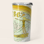 follow the dolphins you will feel free // retro surf art by surfy birdy Travel Mug Gallery Image 2