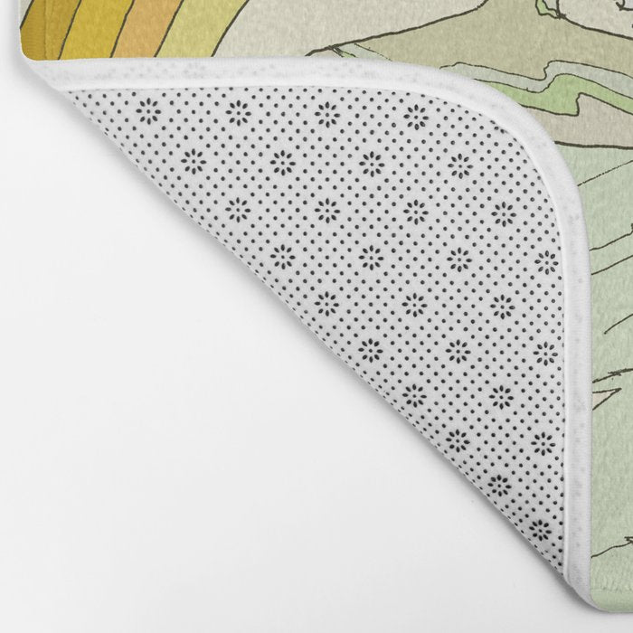follow the dolphins you will feel free // retro surf art by surfy birdy Bath Mat Gallery Image 2