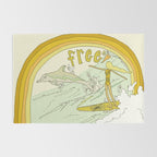 follow the dolphins you will feel free // retro surf art by surfy birdy Rug Gallery Image 2