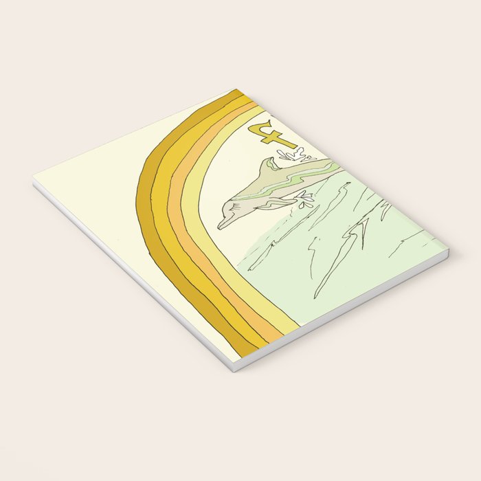 follow the dolphins you will feel free // retro surf art by surfy birdy Notebook Gallery Image 3