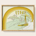follow the dolphins you will feel free // retro surf art by surfy birdy Serving Tray Gallery Image 1