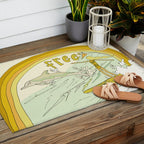 follow the dolphins you will feel free // retro surf art by surfy birdy Outdoor Rug Gallery Image 2