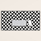 Black and White Warped Checkerboard Desk Mat Gallery Image 1