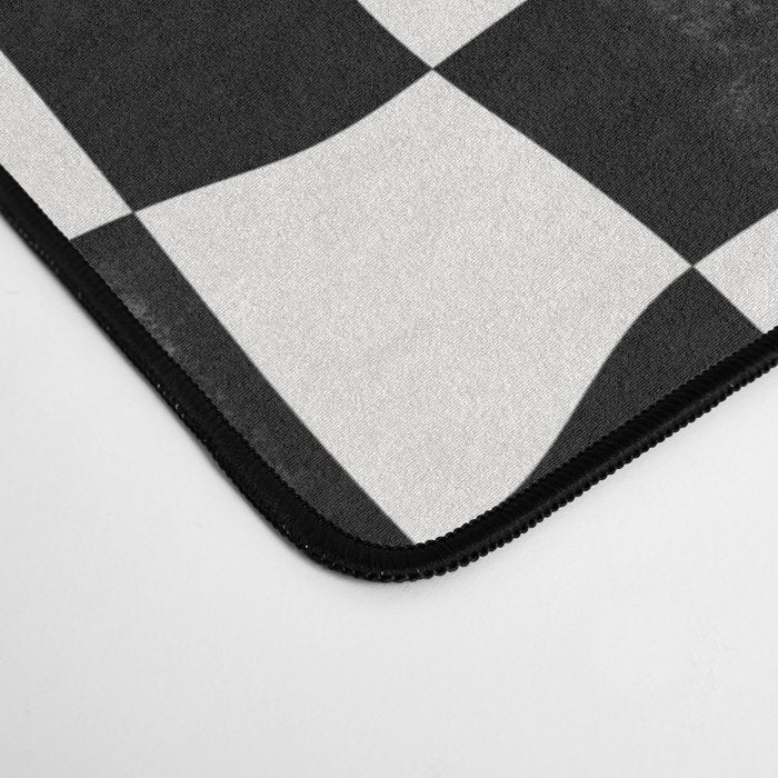 Black and White Warped Checkerboard Desk Mat Gallery Image 4