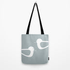 Shorebird Pair Minimalist Coastal Bird Couple in Light Blue-Gray and White Tote Bag Gallery Image 2