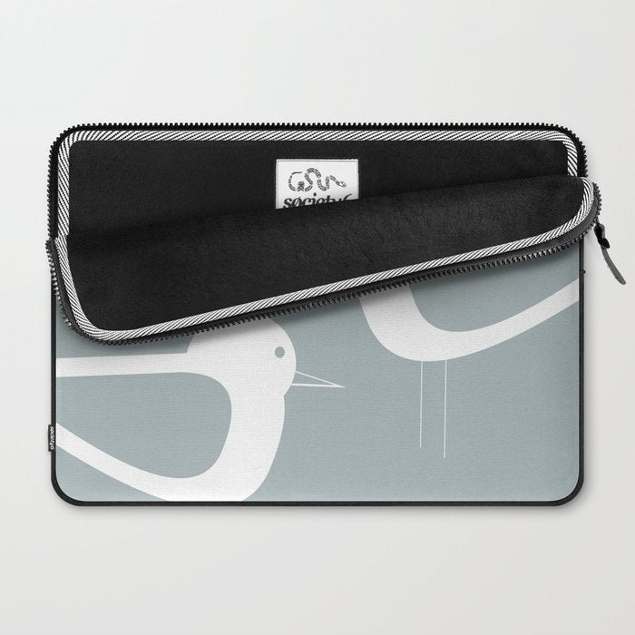 Shorebird Pair Minimalist Coastal Bird Couple in Light Blue-Gray and White Laptop Sleeve Gallery Image 2