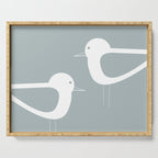 Shorebird Pair Minimalist Coastal Bird Couple in Light Blue-Gray and White Serving Tray Gallery Image 1