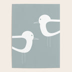 Shorebird Pair Minimalist Coastal Bird Couple in Light Blue-Gray and White Poster Gallery Image 4