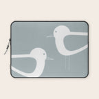 Shorebird Pair Minimalist Coastal Bird Couple in Light Blue-Gray and White Laptop Sleeve Gallery Image 1
