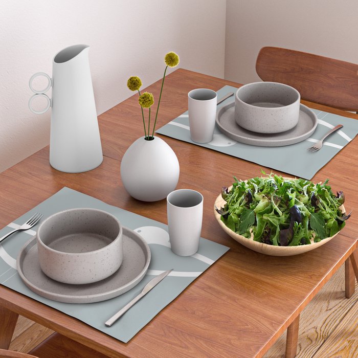 Shorebird Pair Minimalist Coastal Bird Couple in Light Blue-Gray and White Placemat Gallery Image 2