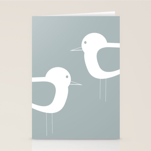 Shorebird Pair Minimalist Coastal Bird Couple in Light Blue-Gray and White Stationery Card Gallery Image 2