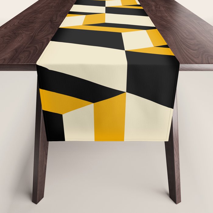 Cuboid Geometric Abstract Shapes Pattern XXIII Table Runner Gallery Image 1