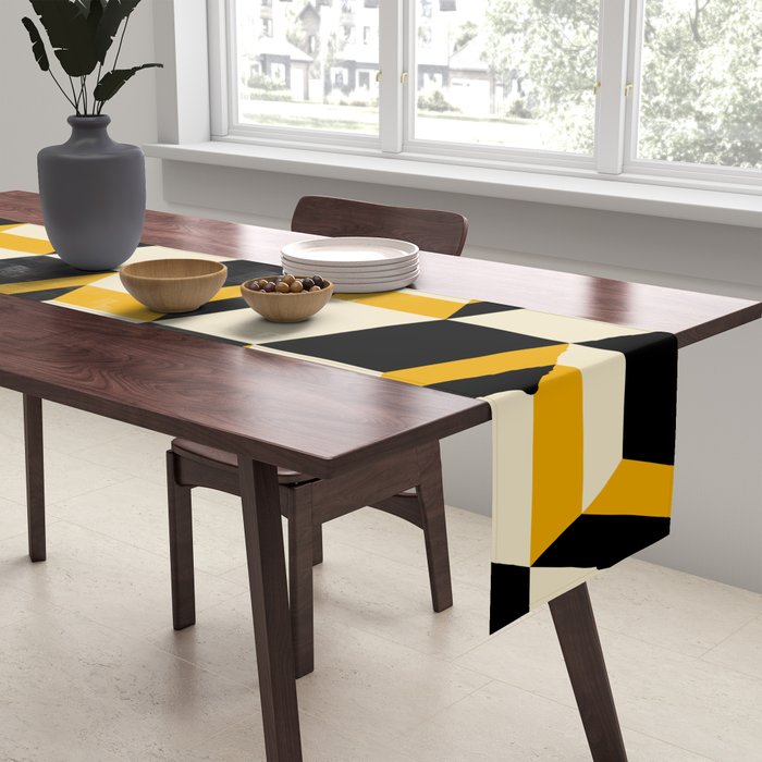 Cuboid Geometric Abstract Shapes Pattern XXIII Table Runner Gallery Image 2