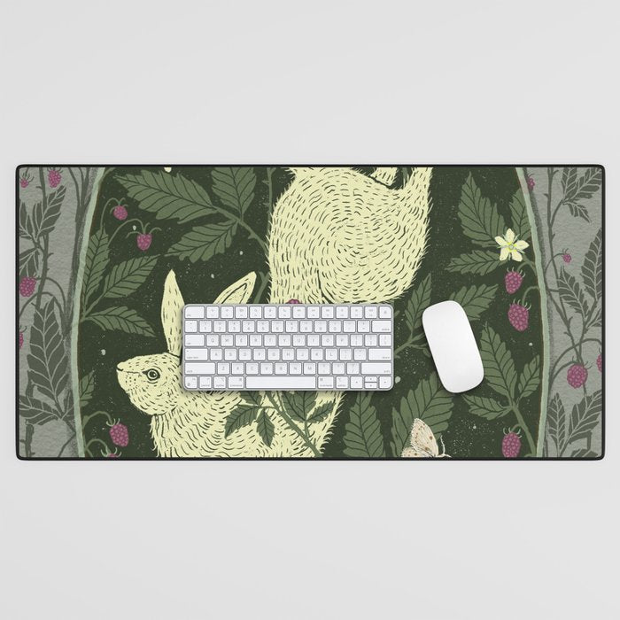 Rabbit in the Raspberries Desk Mat Gallery Image 1