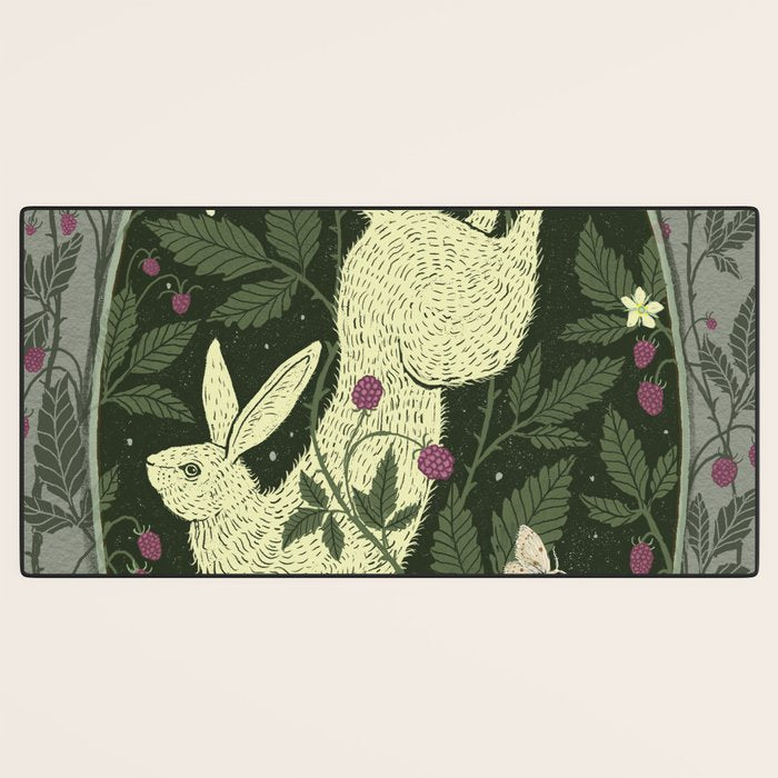 Rabbit in the Raspberries Desk Mat Gallery Image 3