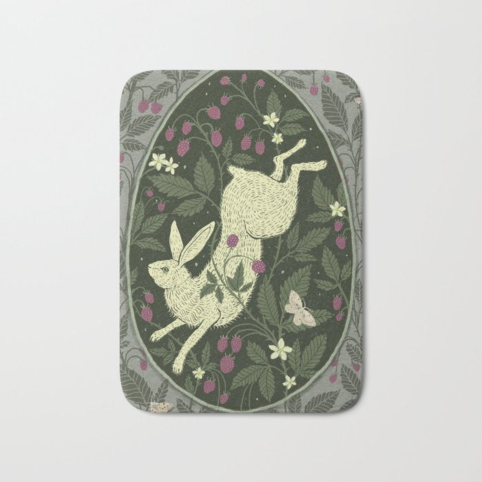 Rabbit in the Raspberries Bath Mat Gallery Image 1