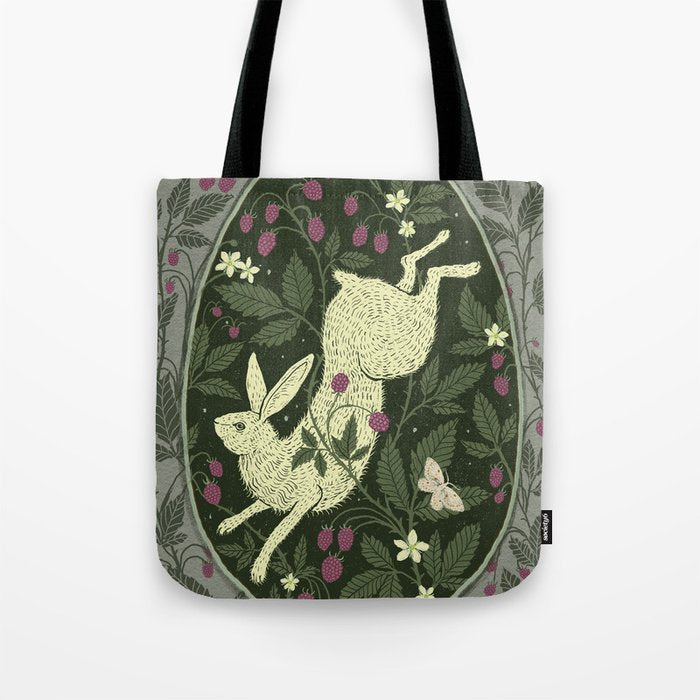 Rabbit in the Raspberries Tote Bag Gallery Image 1