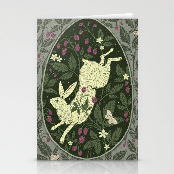 Rabbit in the Raspberries Stationery Card Gallery Image 2