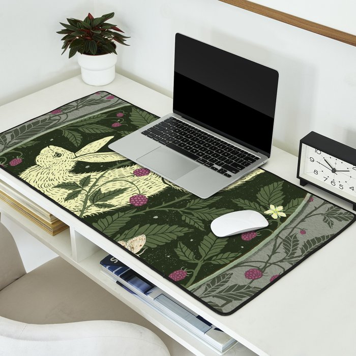 Rabbit in the Raspberries Desk Mat Gallery Image 2