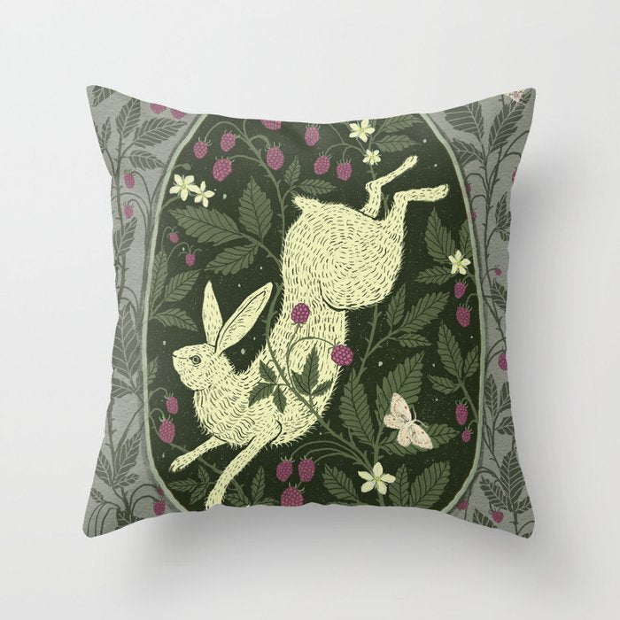 Rabbit in the Raspberries Throw Pillow Gallery Image 6