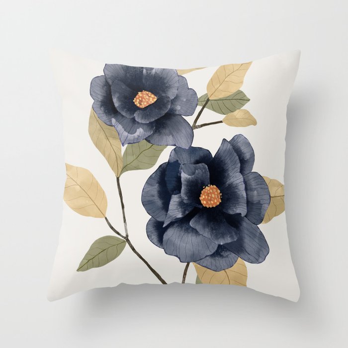 Blue watercolor roses Throw Pillow Gallery Image 6