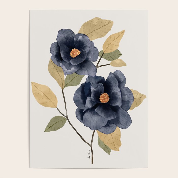 Blue watercolor roses Poster Gallery Image 4