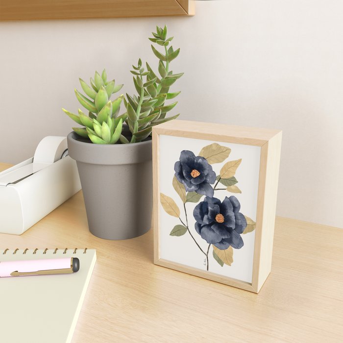 Blue watercolor roses Mini Art Print Gallery Image 2
