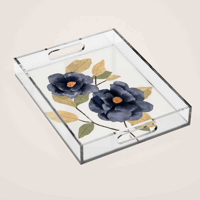 Blue watercolor roses Acrylic Tray Gallery Image 1