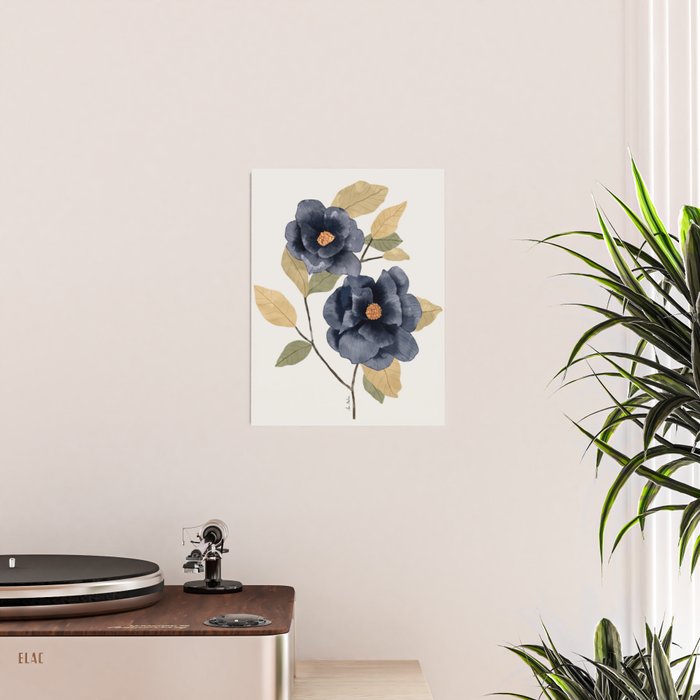Blue watercolor roses Poster Gallery Image 2