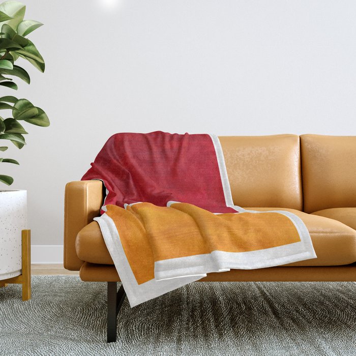 Burnt Red Yellow Ochre Mid Century Modern Abstract Minimalist Rothko Color Field Squares Throw Blanket Gallery Image 1