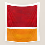 Burnt Red Yellow Ochre Mid Century Modern Abstract Minimalist Rothko Color Field Squares Wall Tapestry Gallery Image 4
