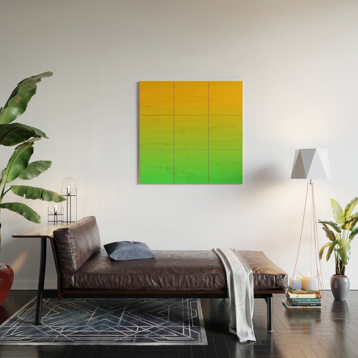 Ombre Color Orange Green Shade  Wood Wall Art Gallery Image 2