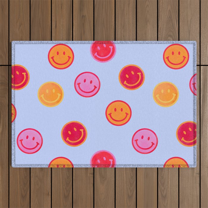 Smiling faces pattern no2 Outdoor Rug Gallery Image 1