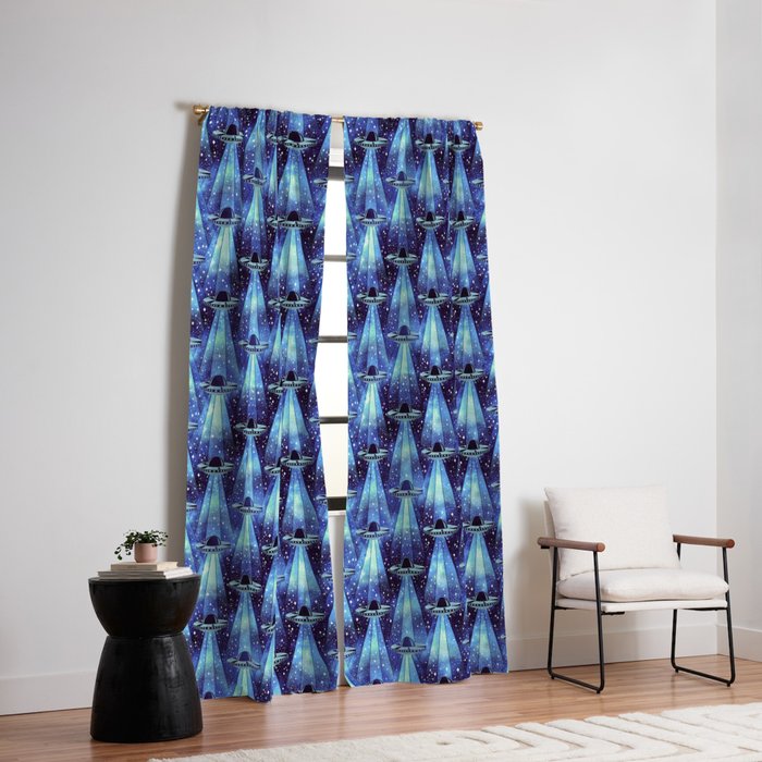 Cosmic UFO - mysterious blue flash Window Curtain Gallery Image 2