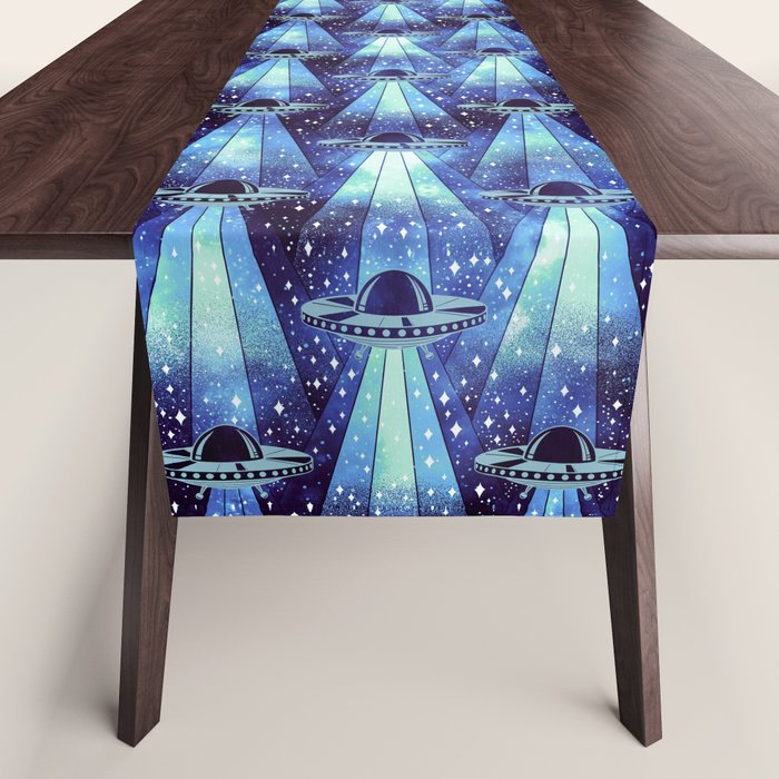 Cosmic UFO - mysterious blue flash Table Runner Gallery Image 1