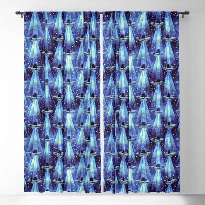 Cosmic UFO - mysterious blue flash Window Curtain Gallery Image 1