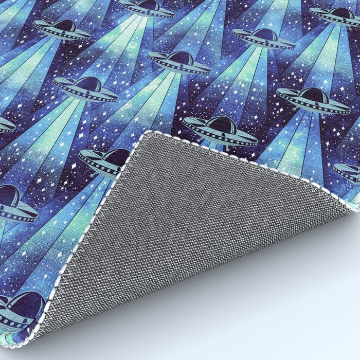 Cosmic UFO - mysterious blue flash Rug Gallery Image 4
