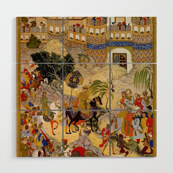 Farrukh Beg. Akbar's Triumphal Entry into Surat. Akbarnama Wood Wall Art Gallery Image 1
