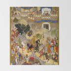 Farrukh Beg. Akbar's Triumphal Entry into Surat. Akbarnama Throw Blanket Gallery Image 2