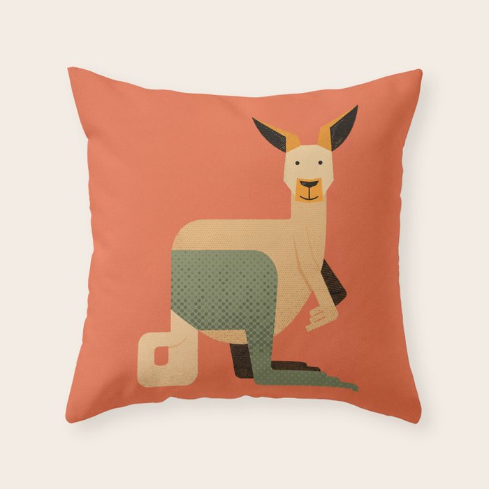 Whimsy Kangaroo Throw Pillow Gallery Image 1