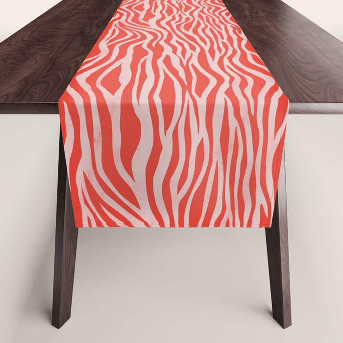 Dopamine Zebra Stripe Animal Print In Red Table Runner Gallery Image 1